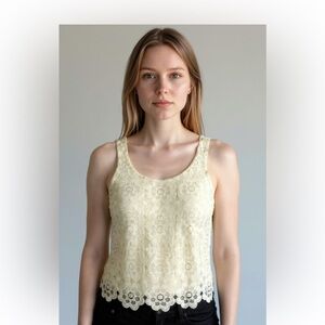 Loft Ivory Lace Lined Camisole Top‎ Blouse S Women Boho Fall Feminine NWT